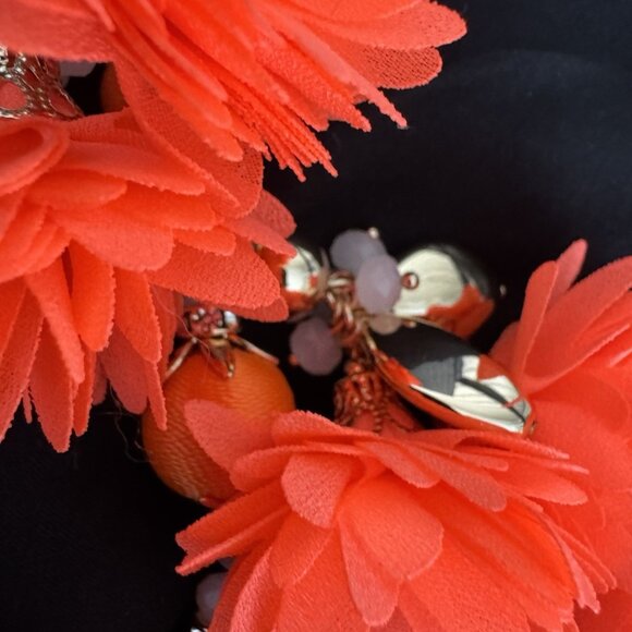 2 PC Lilly Pulitzer Orange Floral Statement Necklace Earring SET NEW - Picture 10 of 16